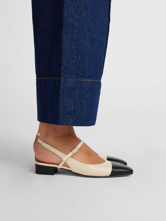 Carel Oceano - Slingback Cuir Beige Et Noir