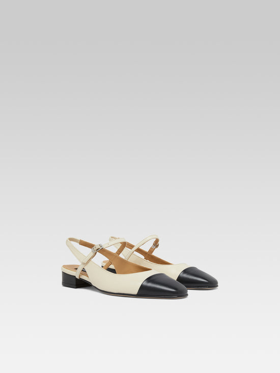 Carel Oceano - Slingback Cuir Beige Et Noir