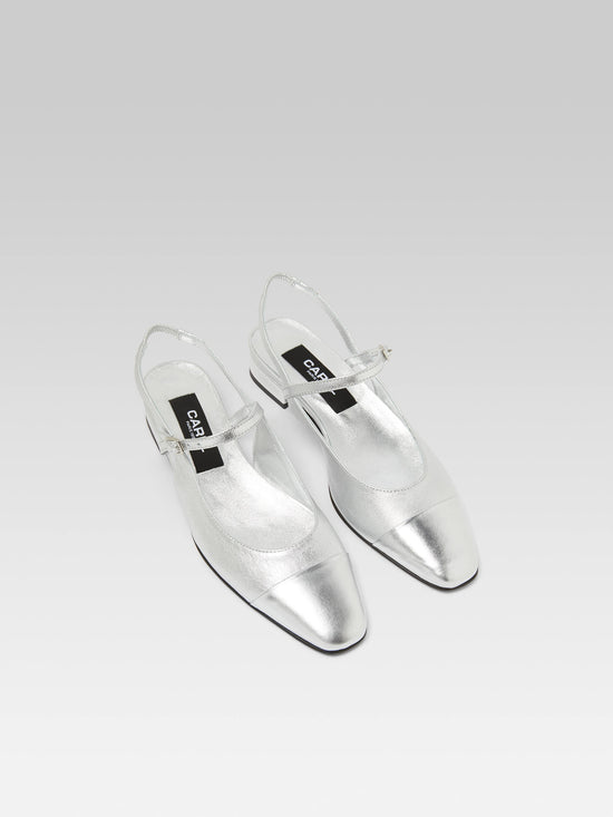 Carel Oceano - Slingback Cuir Bi-argent – Carel Paris