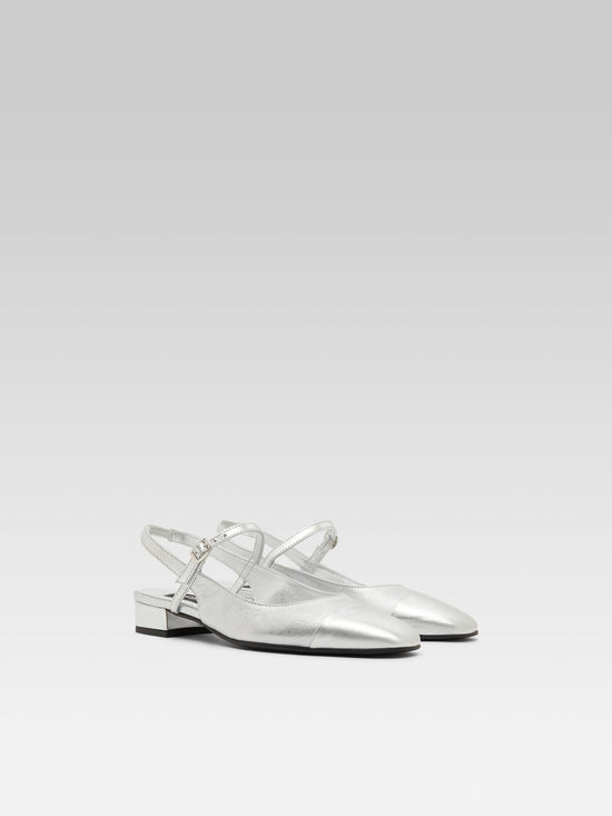 Carel Oceano - Slingback Cuir Bi-argent – Carel Paris