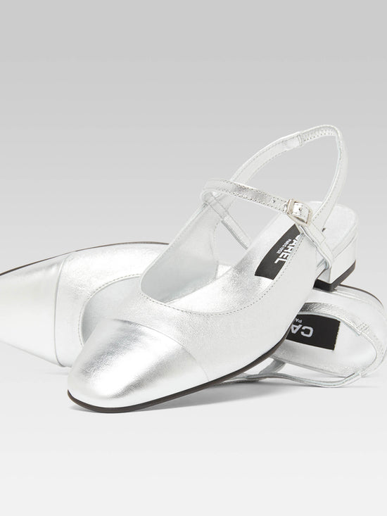 Carel Oceano - Slingback Cuir Bi-argent – Carel Paris
