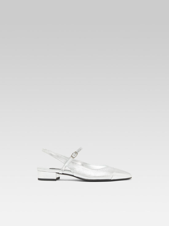 carel Oceano - Slingback cuir bi-argent – Carel Paris