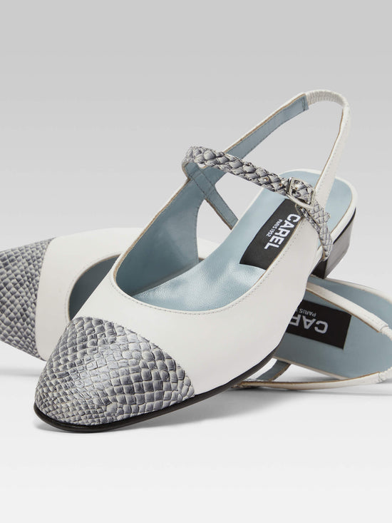 Carel Oceano - Slingback Cuir Ivoire Et Cuir Marin