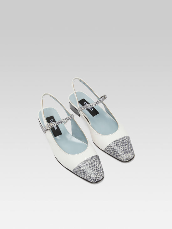 Carel Oceano - Slingback Cuir Ivoire Et Cuir Marin