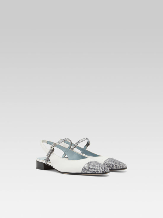 Carel Oceano - Slingback Cuir Ivoire Et Cuir Marin