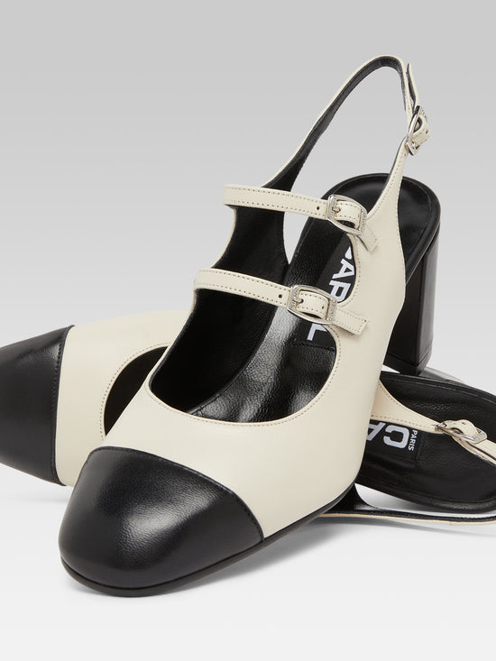 Carel Papaya - Babies Slingback Cuir Beige Et Noir