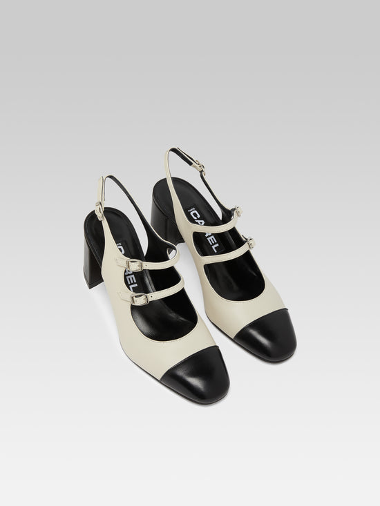 Carel Papaya - Babies Slingback Cuir Beige Et Noir