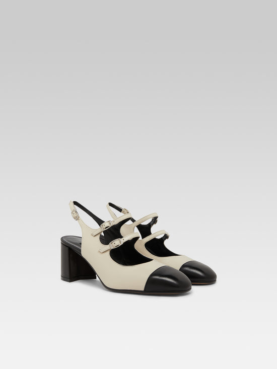Carel Papaya - Babies Slingback Cuir Beige Et Noir