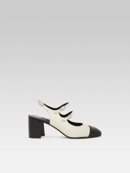 carel Papaya - Babies slingback cuir beige et noir