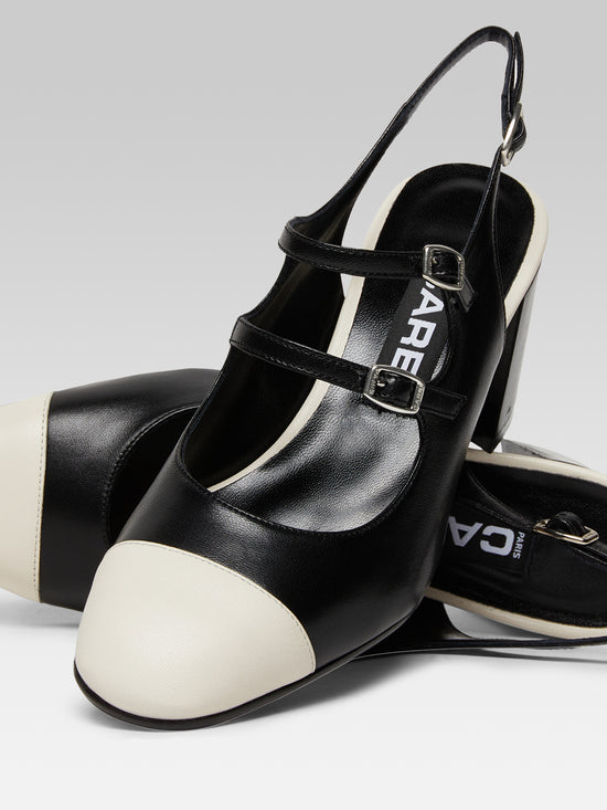 Carel Papaya - Babies Slingback Cuir Noir Et Beige