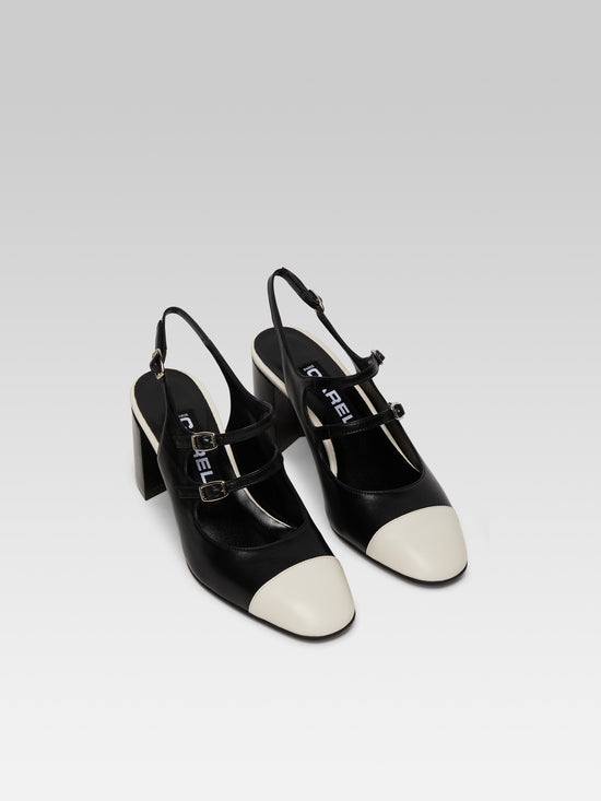 Carel Papaya - Babies Slingback Cuir Noir Et Beige