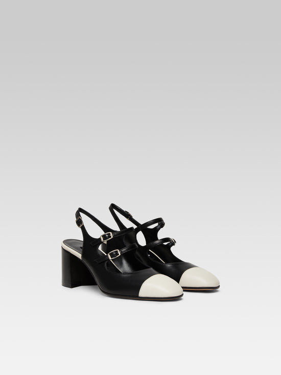 Carel Papaya - Babies Slingback Cuir Noir Et Beige