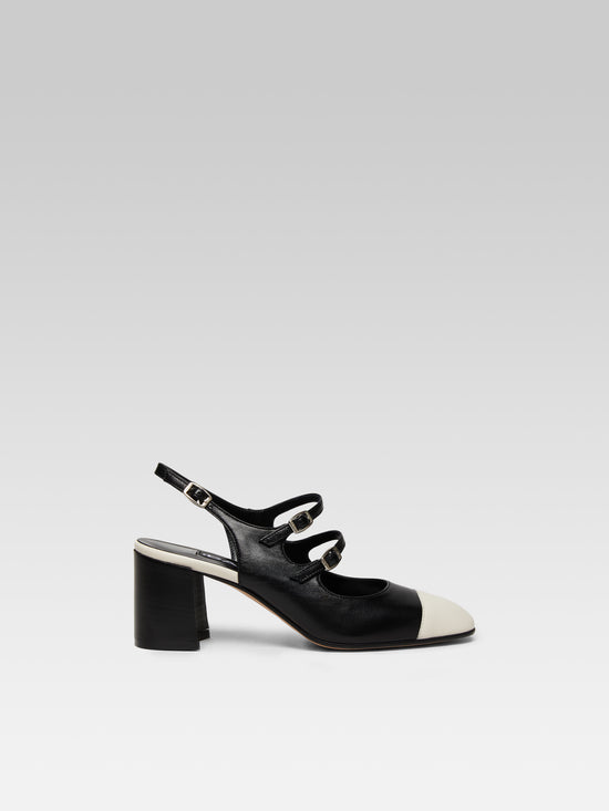 carel Papaya - Babies slingback cuir noir et beige