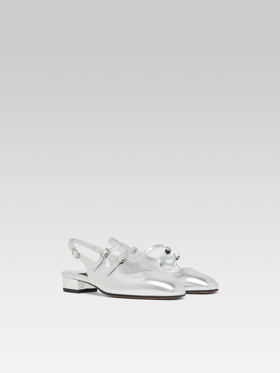 Carel Peche - Babies Slingback Cuir Laminé Argenté