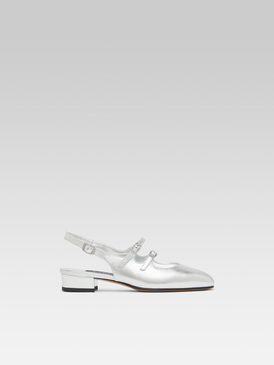 carel Peche - Babies slingback cuir laminé argenté