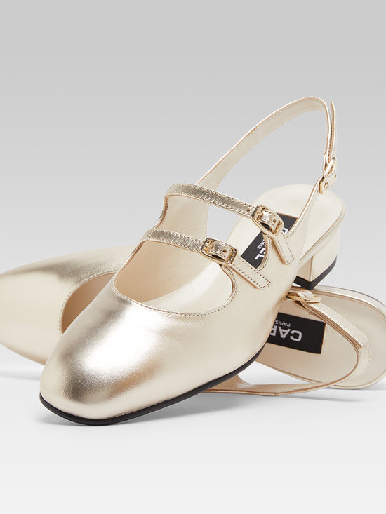 Carel Peche - Babies Slingback Cuir Laminé Platine