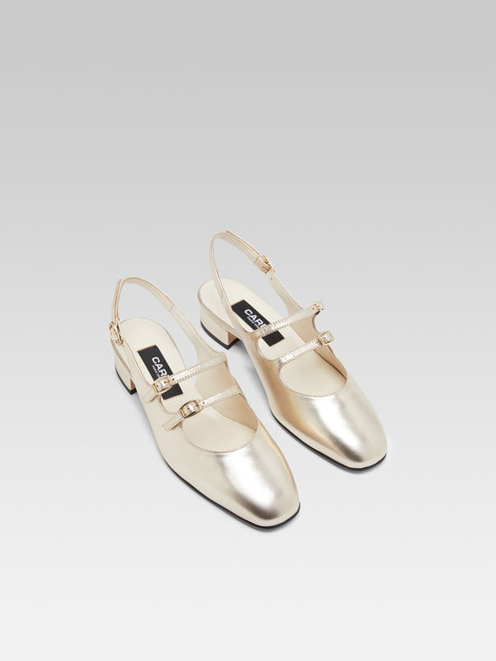 Carel Peche - Babies Slingback Cuir Laminé Platine