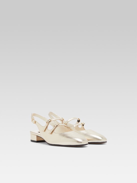 Carel Peche - Babies Slingback Cuir Laminé Platine