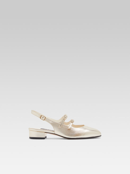 carel Peche - Babies slingback cuir laminé platine
