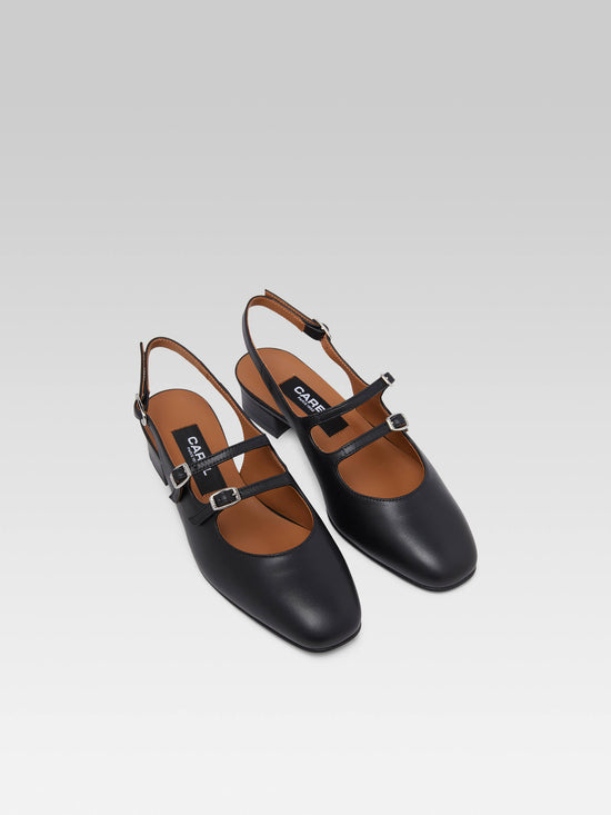 Carel Peche - Babies Slingback Cuir Noir