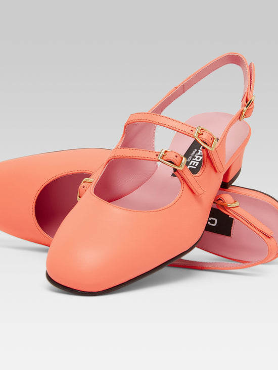 Carel Peche - Babies Slingback Cuir Upcyclé Corail