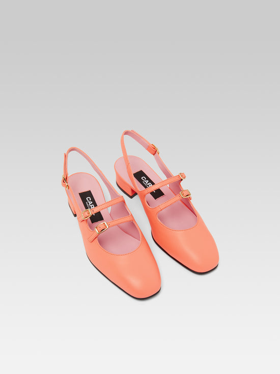 Carel Peche - Babies Slingback Cuir Upcyclé Corail