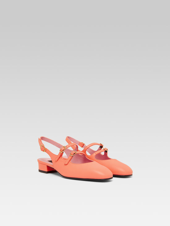 Carel Peche - Babies Slingback Cuir Upcyclé Corail