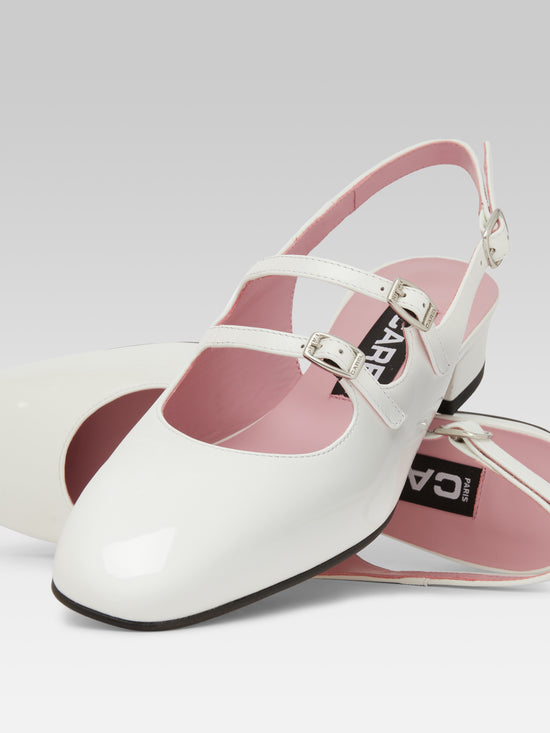 Carel Peche - Babies Slingback Cuir Verni Blanc
