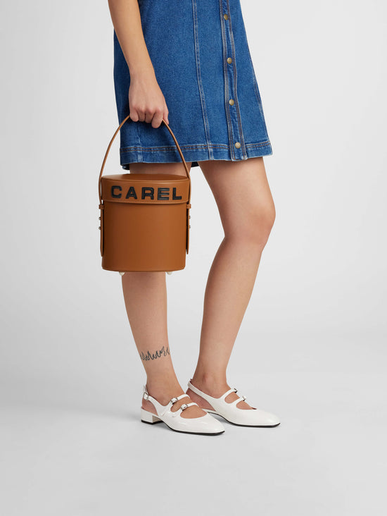 Carel Peche - Babies Slingback Cuir Verni Blanc