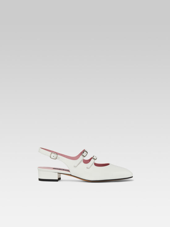 carel Peche - Babies slingback cuir verni blanc