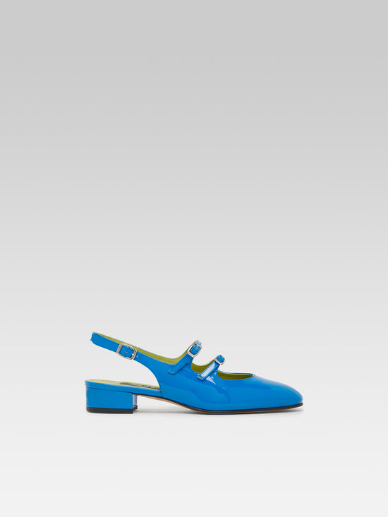 carel Peche - Babies slingback cuir verni bleu