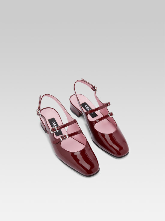 Carel PECHE Babies Slingback Cuir Verni Bordeaux