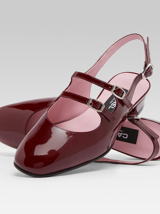 Carel PECHE Babies Slingback Cuir Verni Bordeaux