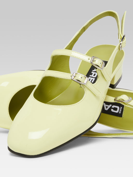 Carel Peche - Babies Slingback Cuir Verni Citron