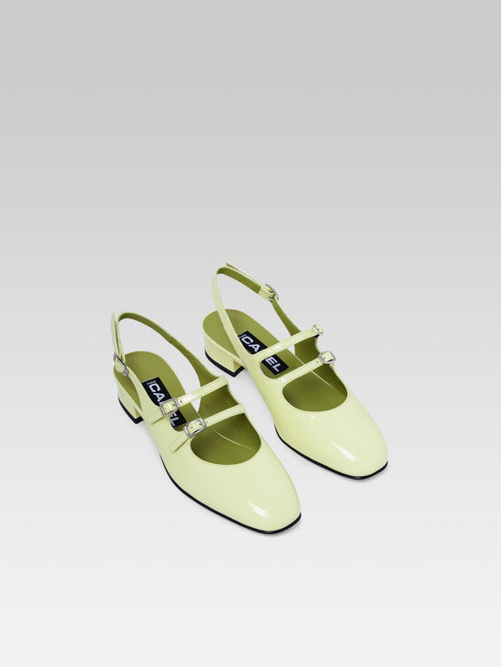 Carel Peche - Babies Slingback Cuir Verni Citron