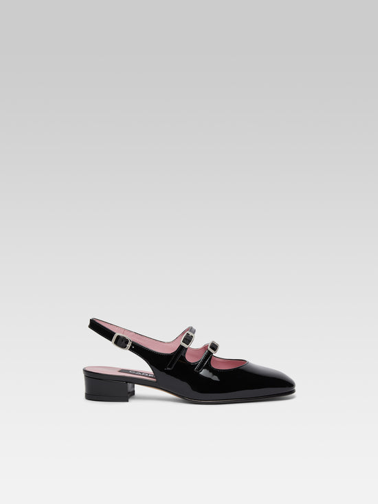 carel Peche - Babies slingback cuir verni noir
