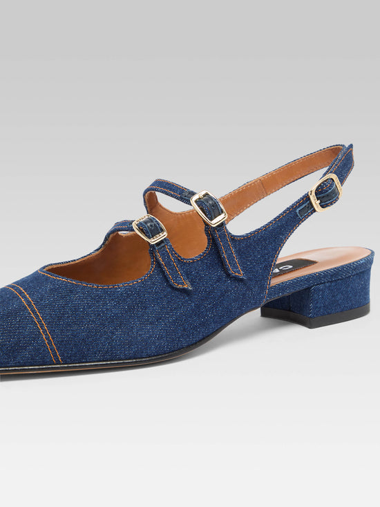 Carel Peche - Babies Slingback Tissu Jean Brut