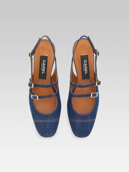 Carel Peche - Babies Slingback Tissu Jean Brut