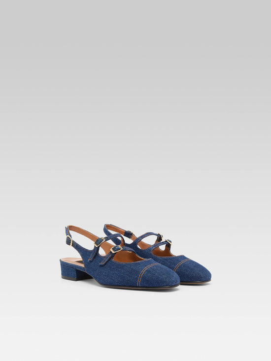 Carel Peche - Babies Slingback Tissu Jean Brut