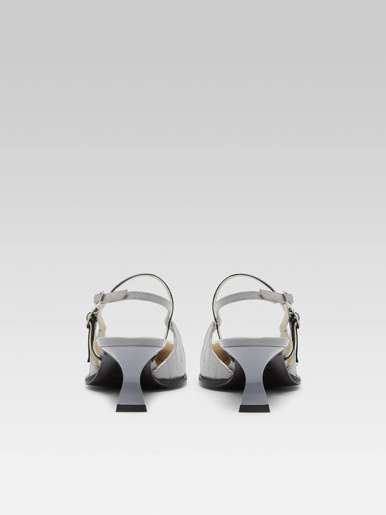 Carel Pigeon - Escarpins Slingback Cuir Verni Gris