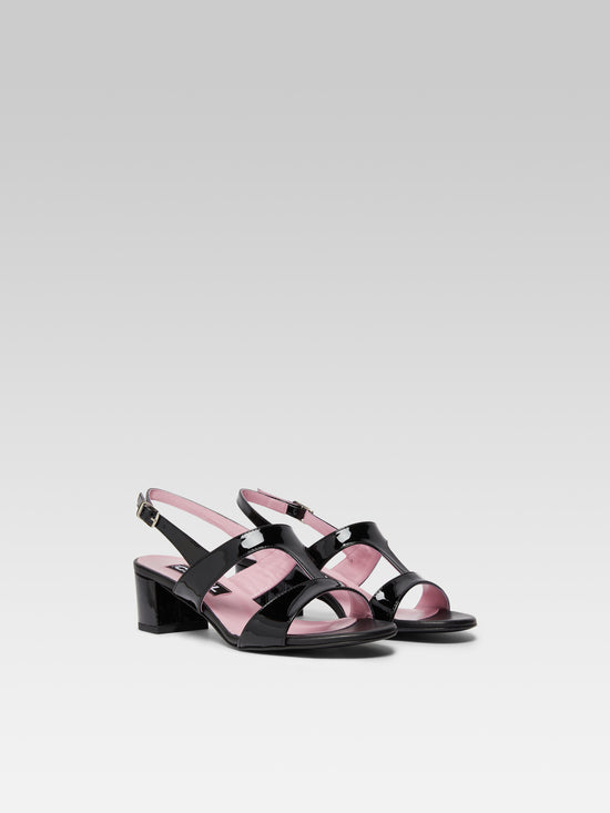 Carel Romy - Sandales Slingback Cuir Verni Noir