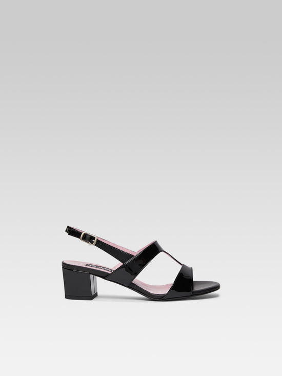 carel Romy - Sandales slingback cuir verni noir