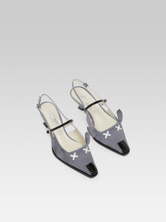 Carel Souris - Escarpins Slingback Cuir Velours Gris
