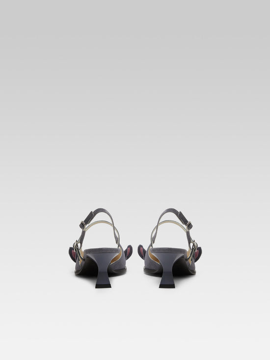 Carel Souris - Escarpins Slingback Cuir Velours Gris