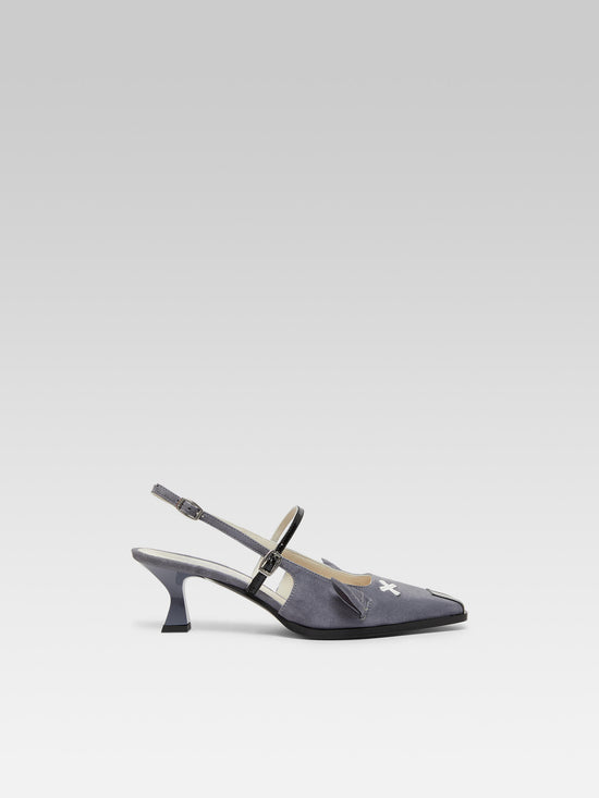 carel Souris - Escarpins slingback cuir velours gris