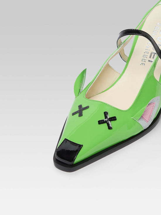 Carel Souris - Escarpins Slingback Cuir Verni Vert