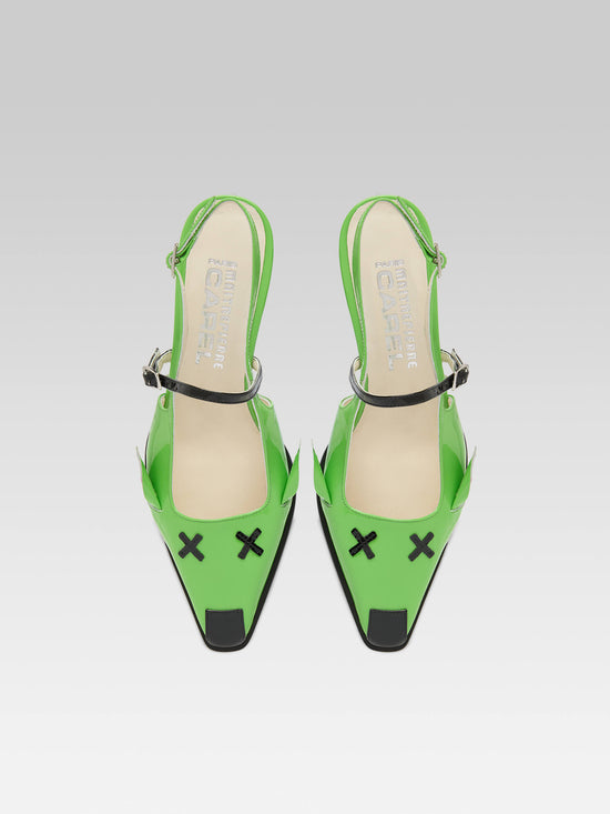 Carel Souris - Escarpins Slingback Cuir Verni Vert