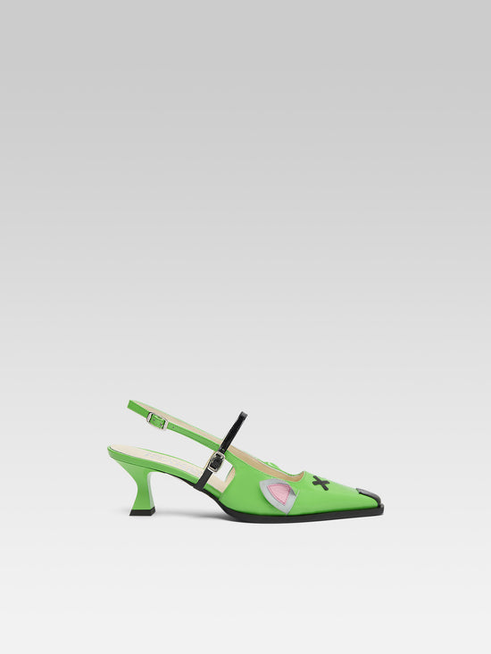 carel Souris - Escarpins slingback cuir verni vert