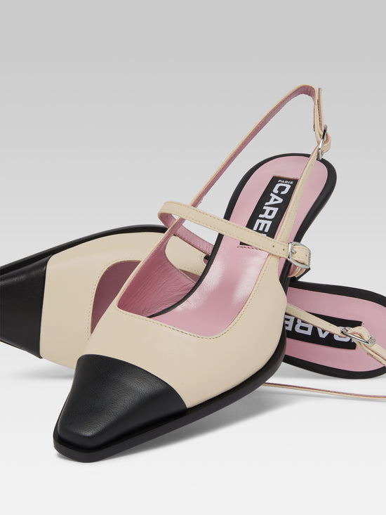 Carel Cecile - Escarpins Slingback Cuir Beige Et Noir