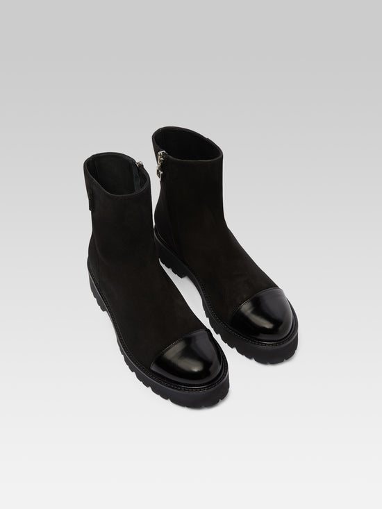 Carel Chouchou - Bottines Cuir Velours Et Cuir Glacé Noir